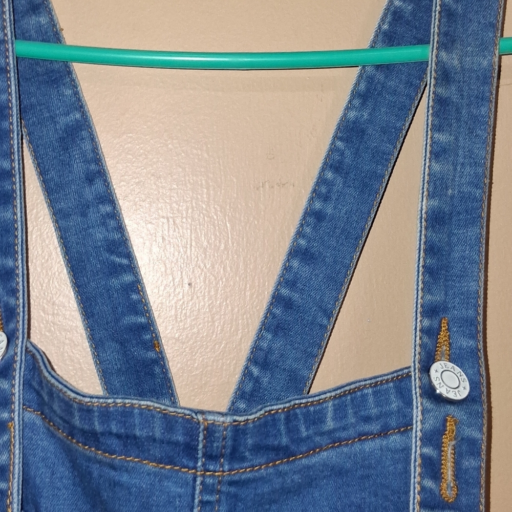 Womens's Blue Denim Overalls with Pocket - Picture 3 of 12